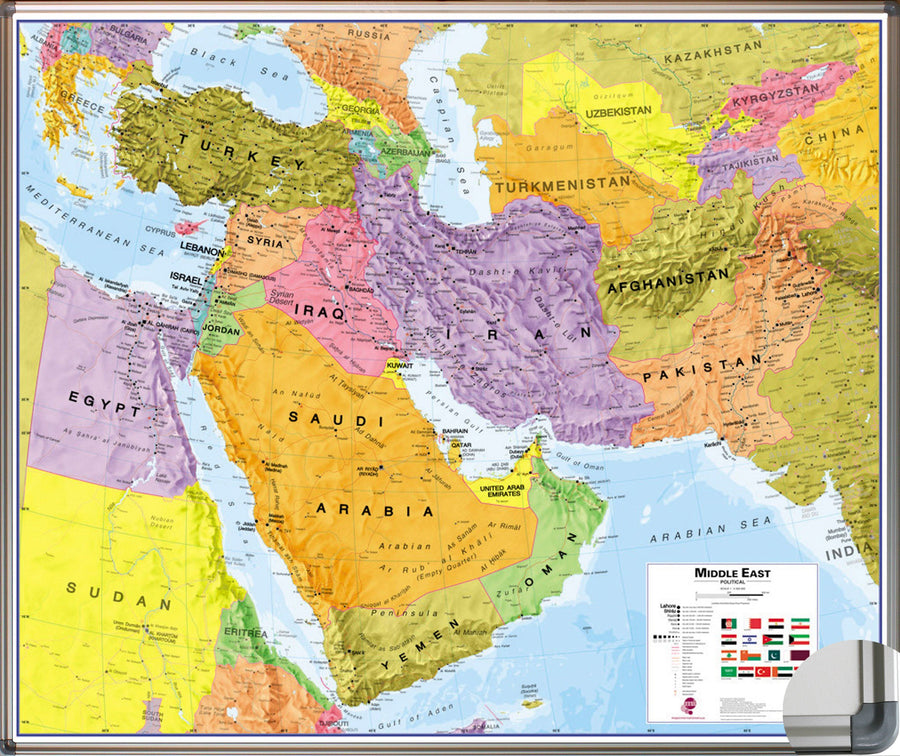 Panneau magnétique (en anglais) - Moyen Orient politique - 120 x 100 cm | Maps International panneau magnétique Maps International 