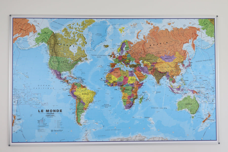 Panneau magnétique - Monde politique - 197 x 117 cm | Maps International panneau magnétique Maps International 