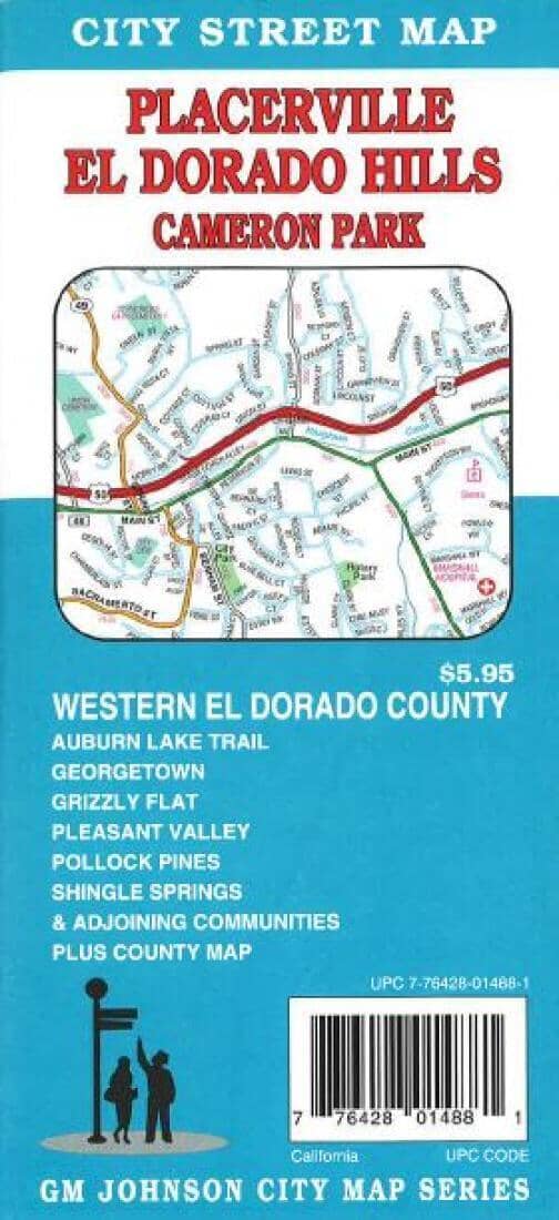 Placerville - El Dorado Hills and Cameron Park - California | GM Johnson Road Map 
