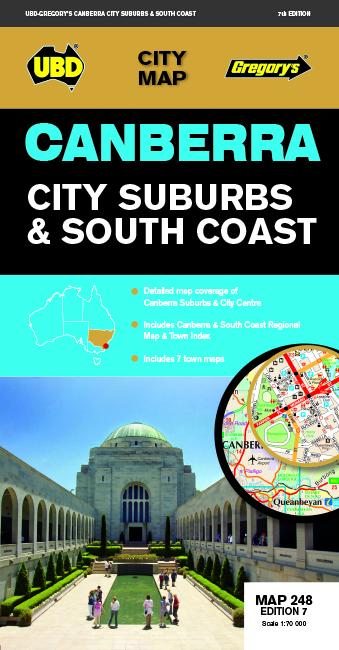 Plan - Agglomération de Canberra & Côte sud, n° 248 | UBD Gregory's carte pliée UBD Gregory's 