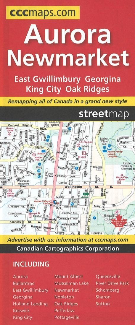 Aurora And Newmarket Street Map | Canadian Cartographics Corporation Road Map 