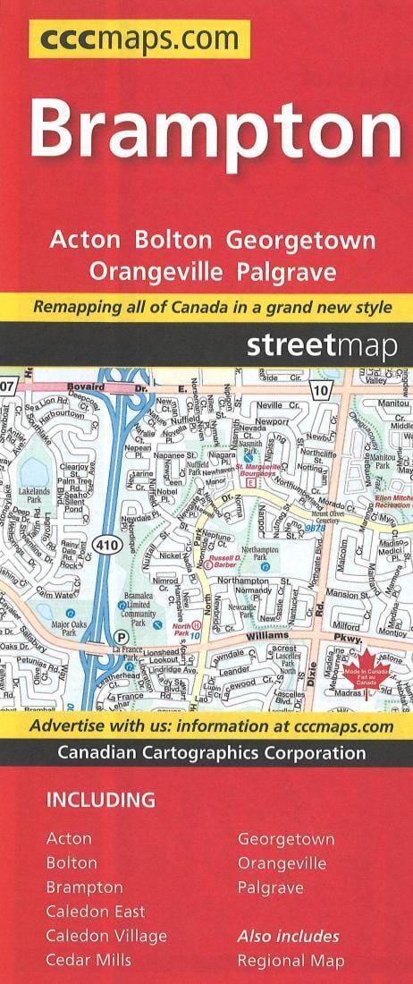 Brampton Orangeville Acton Georgetown Street Map | Canadian Cartographics Corporation Road Map 