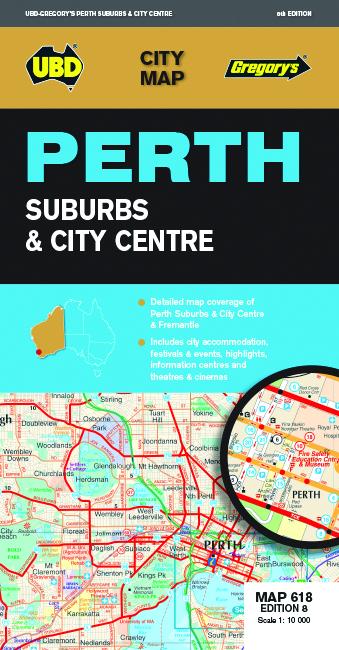 Plan de ville - Perth City & Suburbs, n° 618 | UBD Gregory's carte pliée UBD Gregory's 