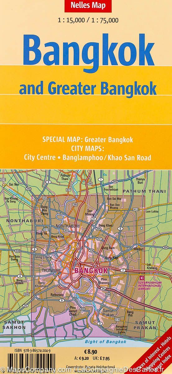 Plan détaillé imperméable - Bangkok & environs | Nelles Map carte pliée Nelles Verlag 