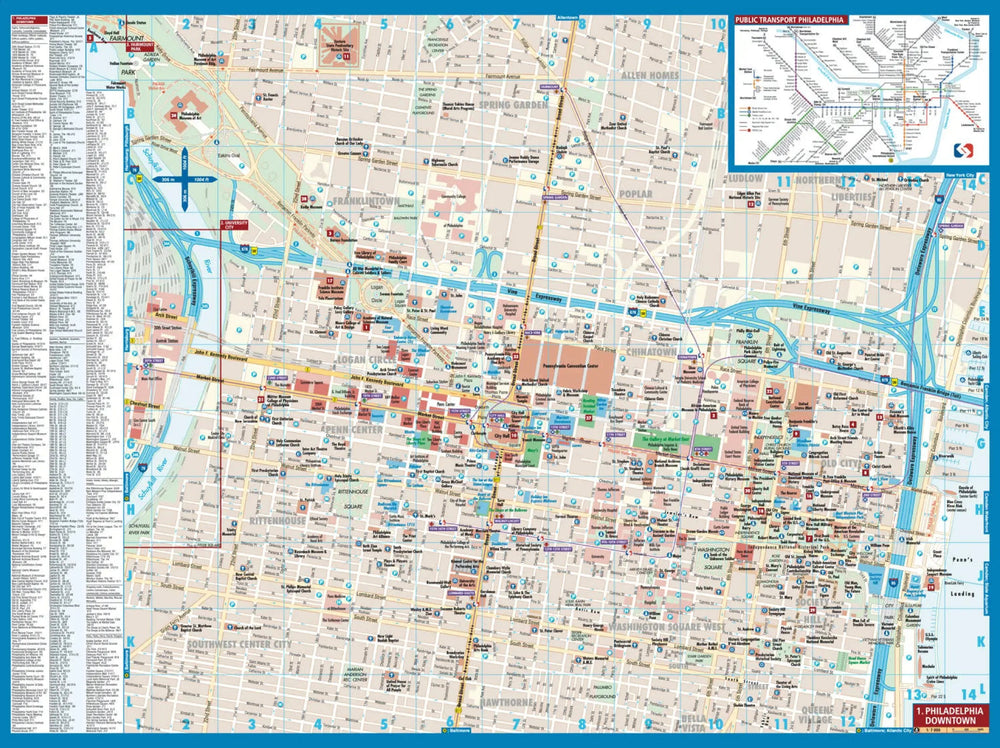 Plan plastifié - Philadelphie | Borch Map carte pliée Borch Map 