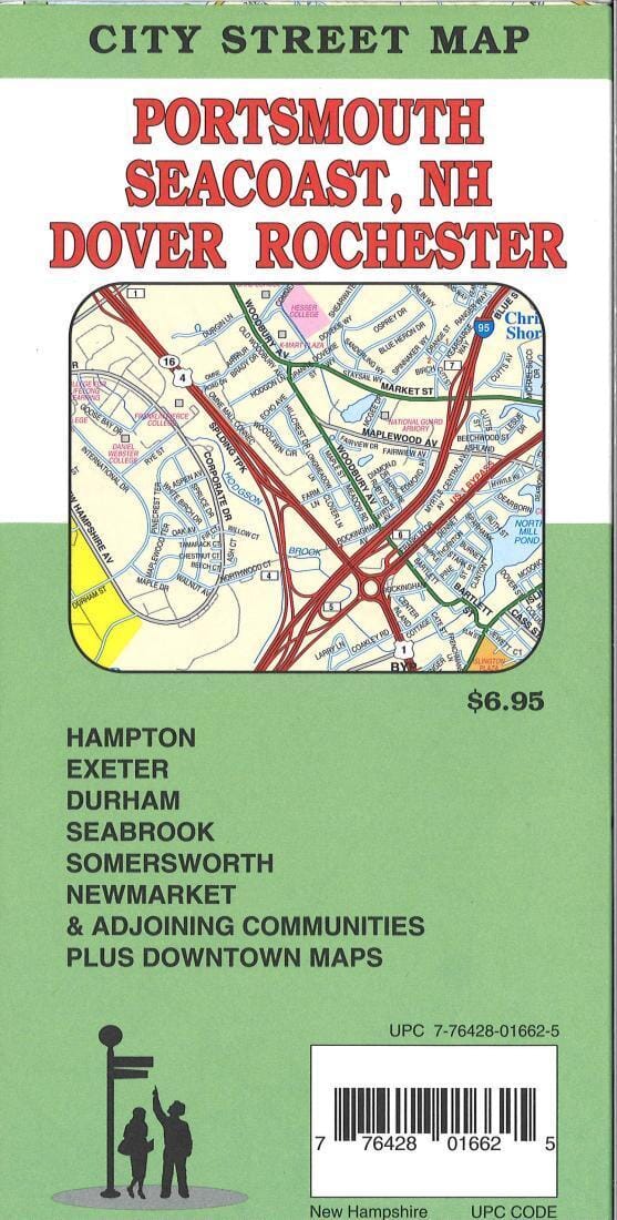 Portsmouth, Dover, Rochester et les plages de la côte du New Hampshire | GM Johnson carte pliée GM Johnson 