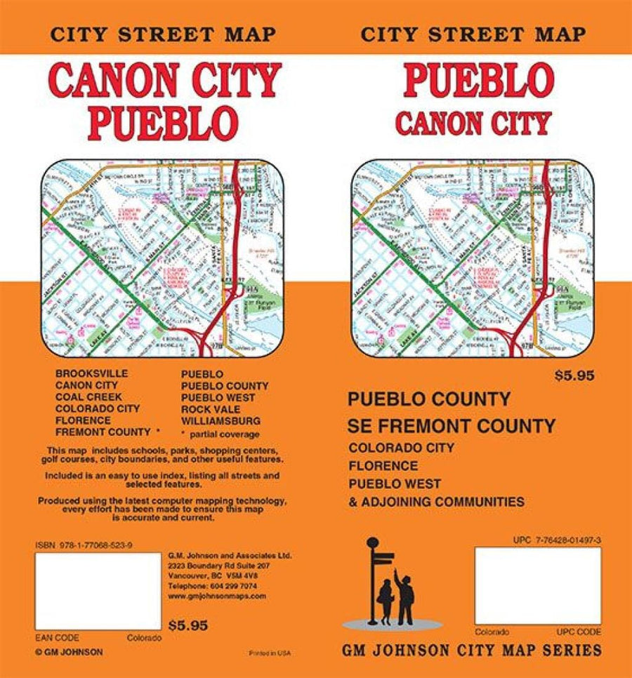 Pueblo : Canon City : city street map = Canon City : Pueblo : city street map | GM Johnson carte pliée 