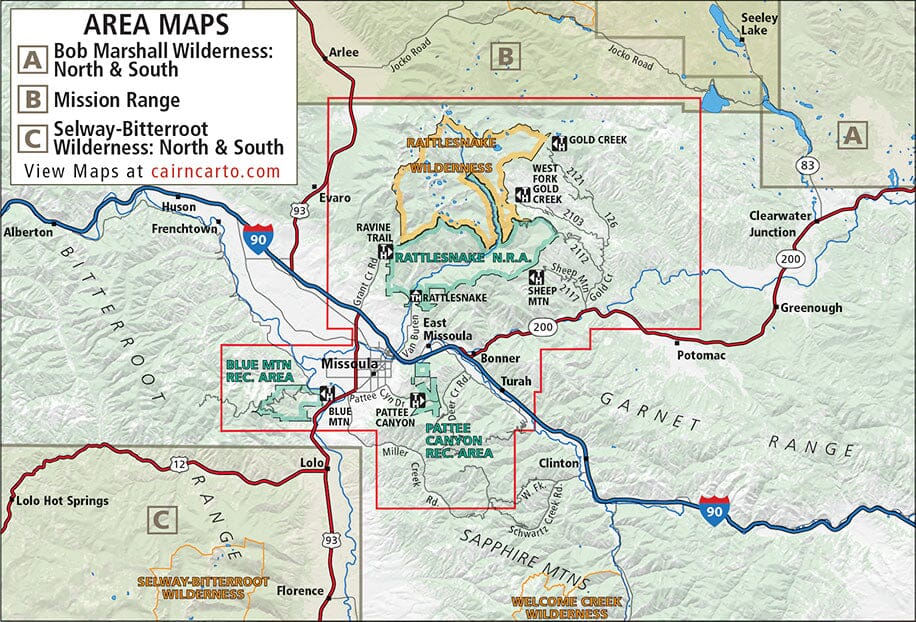 Rattlesnake Wilderness et Missoula (Montana) | Cairn Cartographics carte pliée Cairn Cartographics 