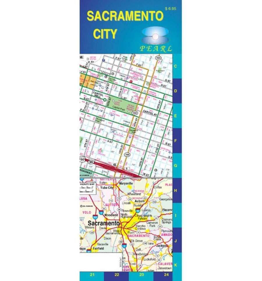 Sacramento - California - Pearl Map - laminated | GM Johnson Road Map 