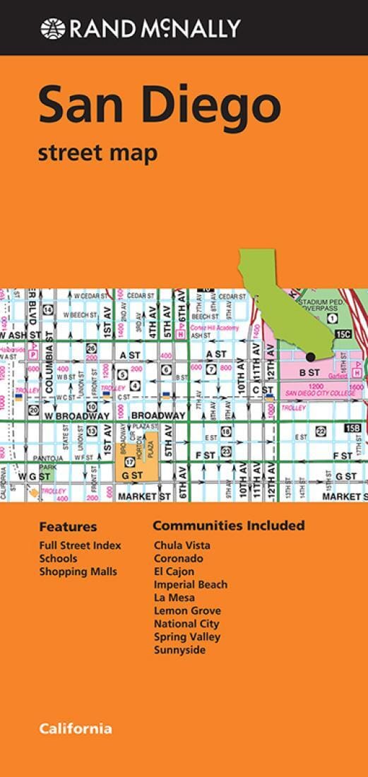 San Diego, CA - Folded Street Map | Rand McNally carte pliée 