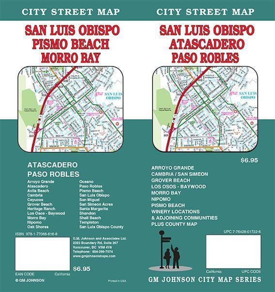 San Luis Obispo - Atascadero and Paso Robles - California | GM Johnson Road Map 