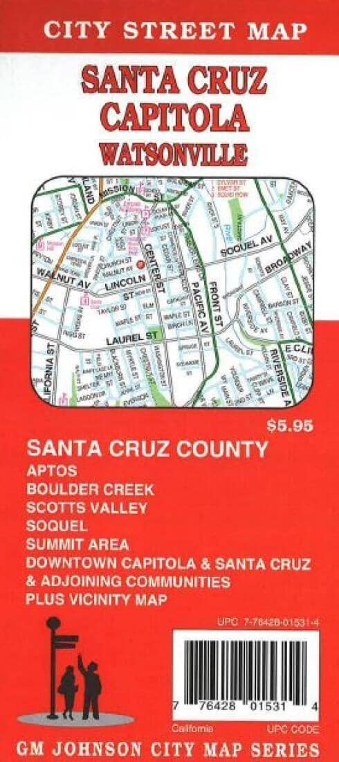 Santa Cruz - Watsonville and Capitola - California | GM Johnson Road Map 