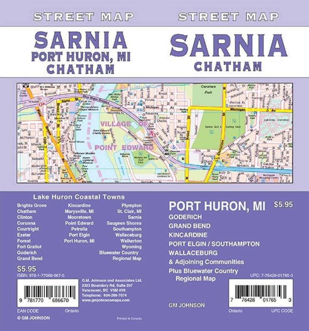 Sarnia / Chatham / Goderich / Port Huron MI - Ontario Street Map | GM Johnson Road Map 