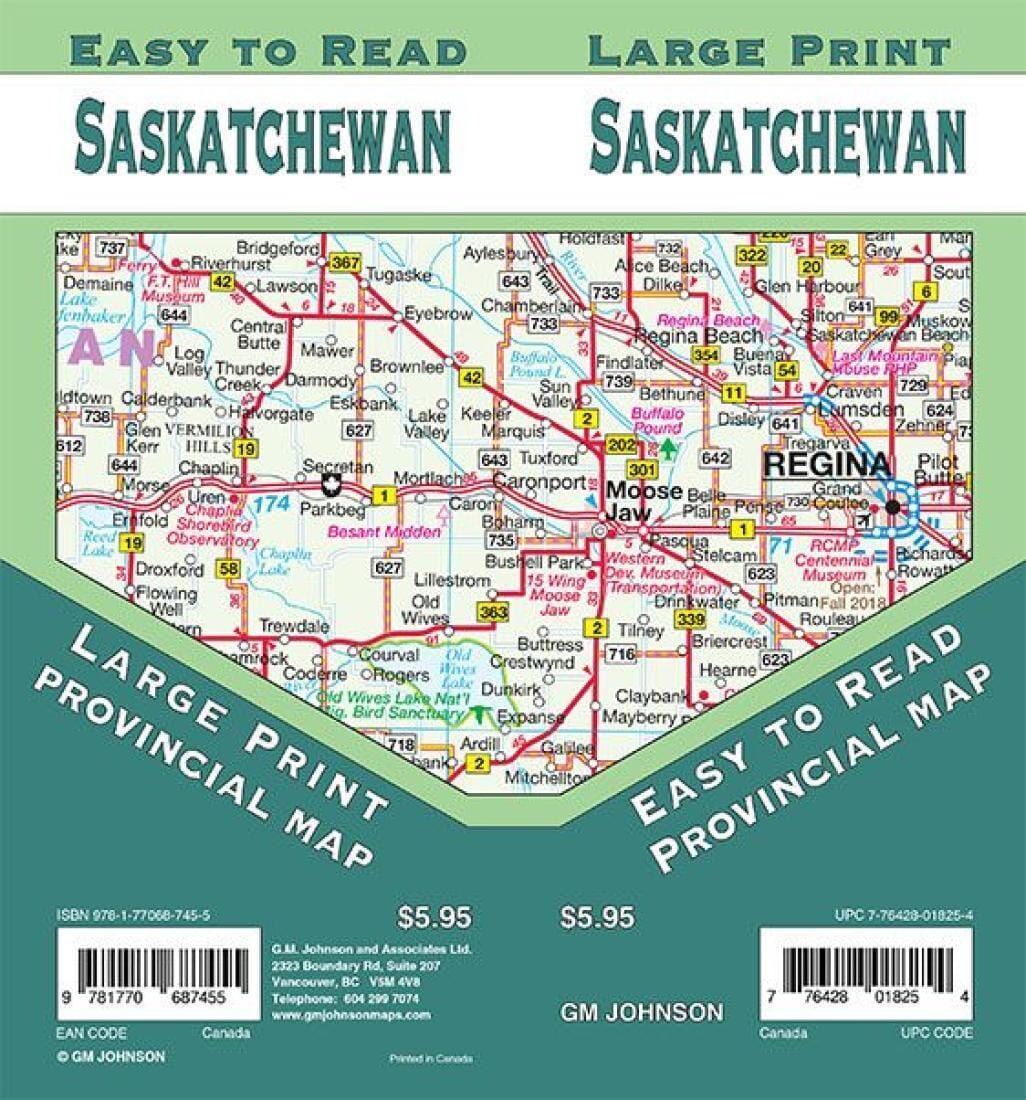 Saskatchewan Large Print - Saskatchewan Province Map | GM Johnson Road Map 
