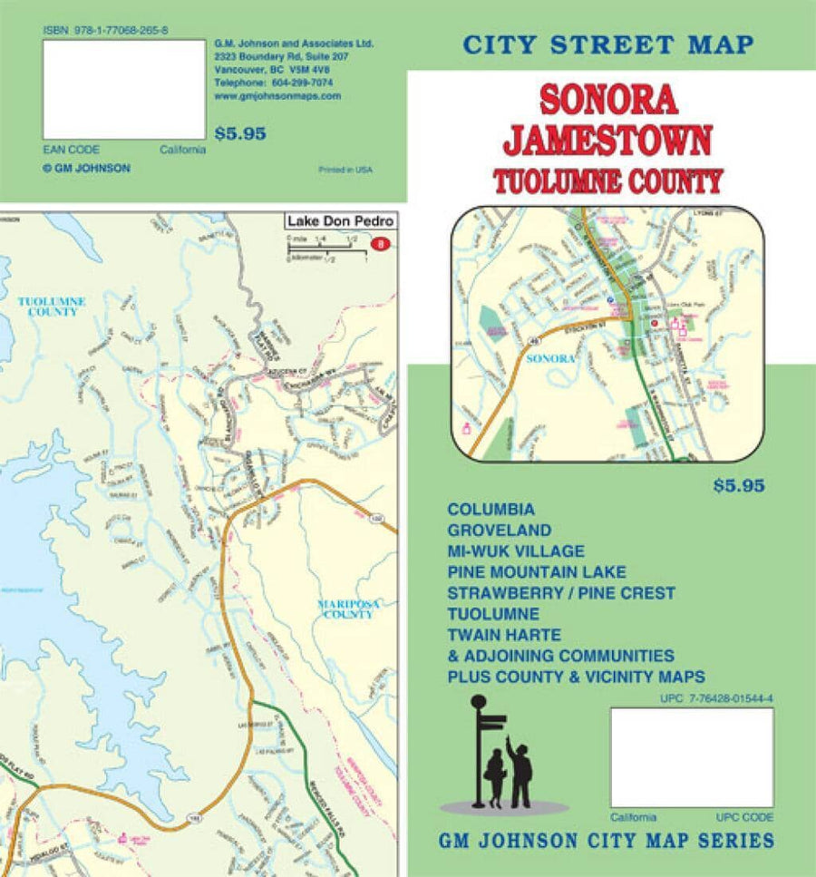 Sonora - Jamestown and Tuolumne County - California | GM Johnson Road Map 