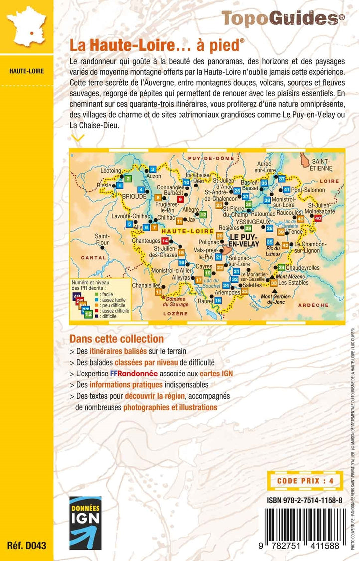 Topoguide de randonnée - La Haute-Loire à pied | FFR guide de randonnée FFR - Fédération Française de Randonnée 