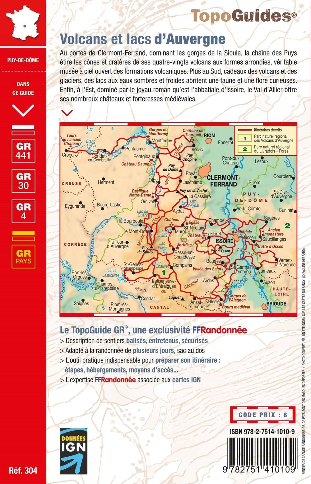 Topoguide de randonnée - Volcans & lacs d'Auvergne, Pays du Val d'Allier GR4, GR30, GR441 | FFR guide de randonnée FFR - Fédération Française de Randonnée 