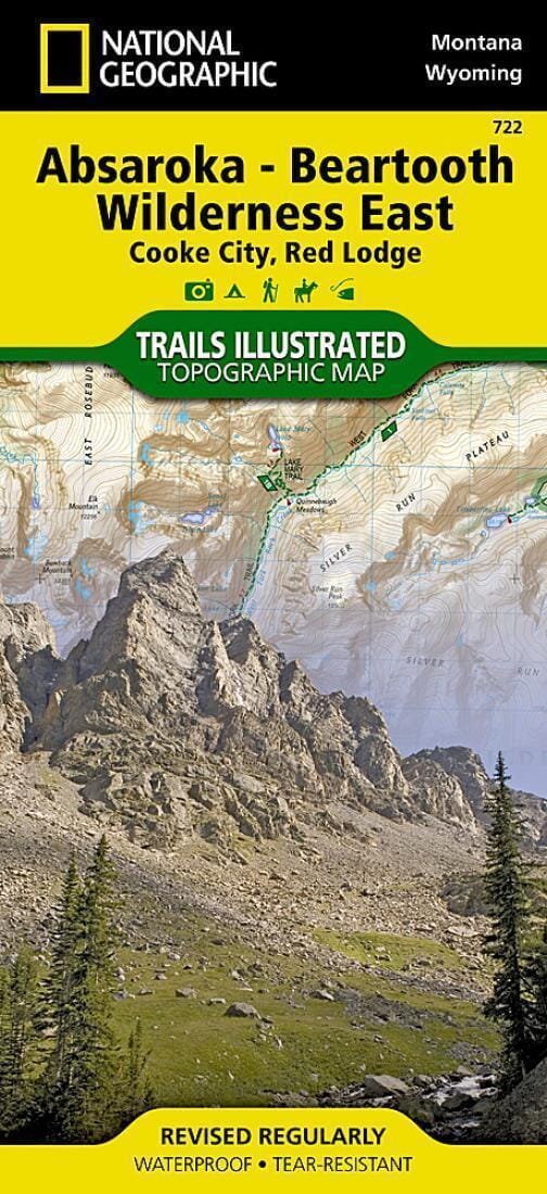 Trails Map of Absaroka-Beartooth Wilderness, East, # 722 | National Geographic Hiking Map 