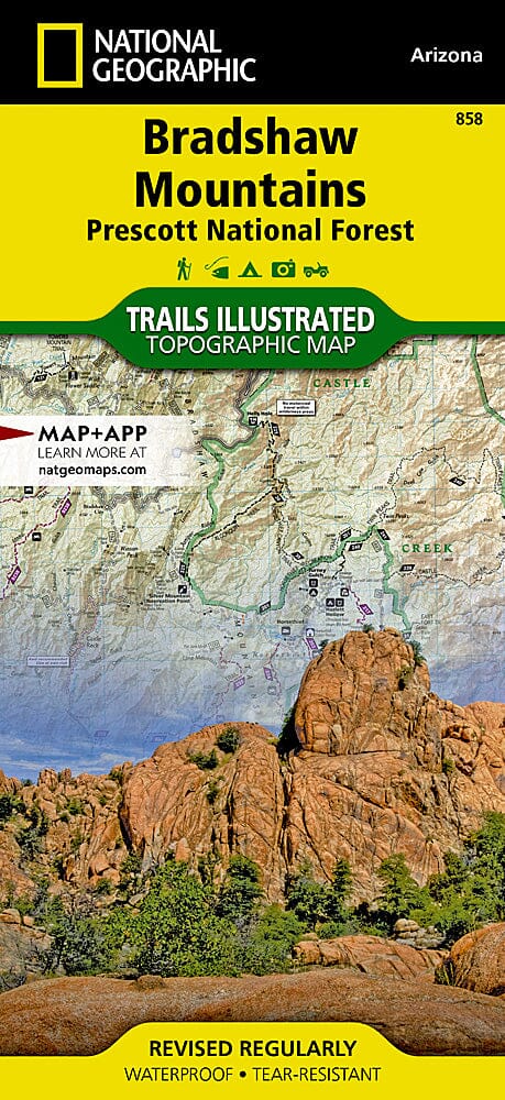 Trails Map of Bradshaw Mountains (Prescott National Forest, Arizona), # 858 | National Geographic carte pliée National Geographic 