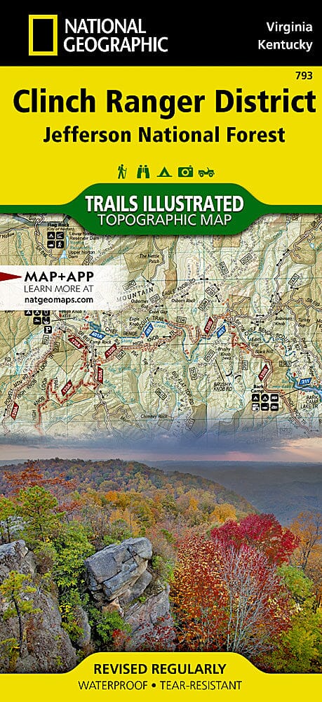Trails Map of Clinch Ranger District, Jefferson National Forest (Virginia, Kentucky), # 793 | National Geographic carte pliée National Geographic 