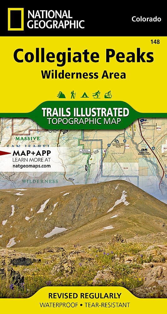 Trails Map of Collegiate Peaks Wilderness Area (Colorado), # 148 | National Geographic carte pliée National Geographic 