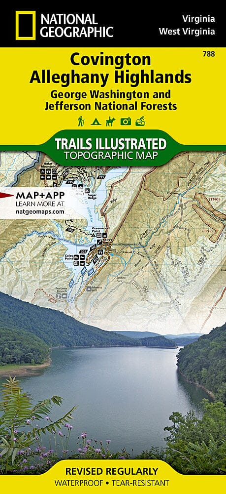 Trails Map of Covington / Alleghany Highlands (George Washington / Jefferson National Forest, Virginia), # 788 | National Geographic carte pliée National Geographic 