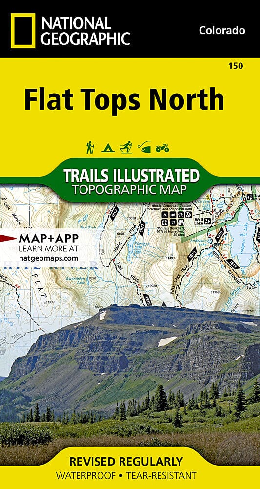 Trails Map of Flat Tops North (Colorado), # 150 | National Geographic carte pliée National Geographic 