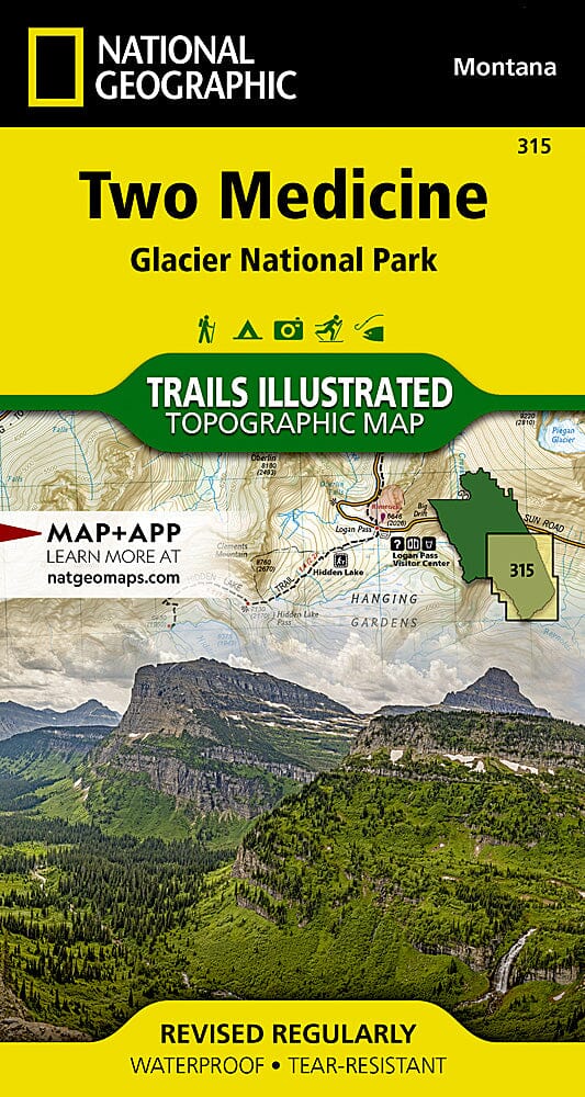 Trails Map of Glacier National Park, Two Medicine (Montana), # 315 | National Geographic carte pliée National Geographic 