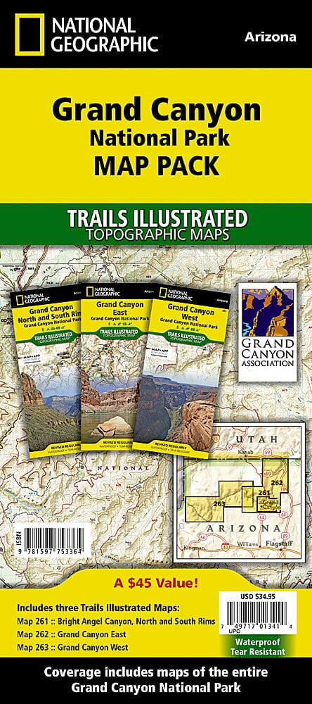 Trails Map of Grand Canyon, # 261, 262, 263 (Pack Bundle) | National Geographic carte pliée National Geographic 
