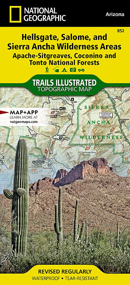 Trails Map of Hellsgate, Salome & Sierra Ancha Wilderness Areas - Apache-Sitgreaves, Coconino & Tonto National Forest (Arizona), # 852 | National Geographic carte pliée National Geographic 