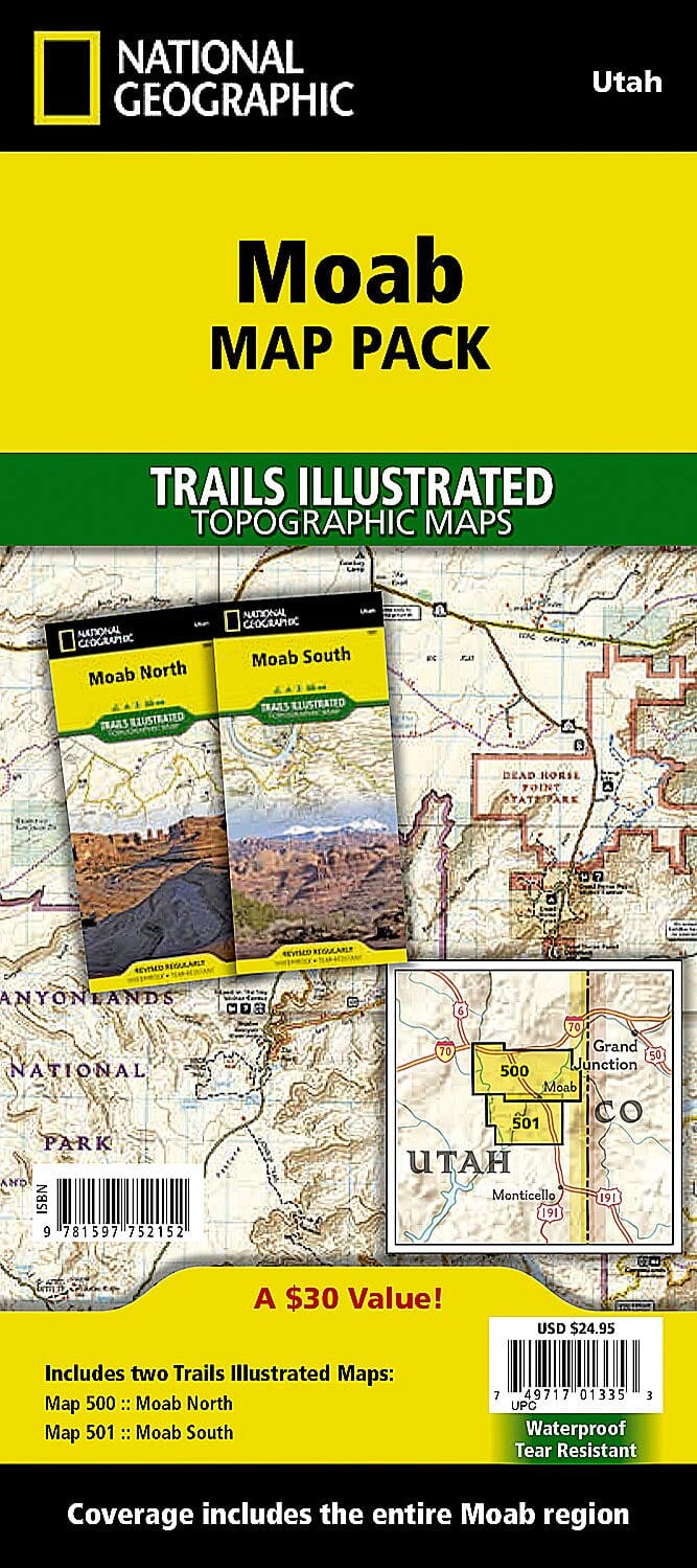 Trails Map of Moab, # 500, 501 (Pack Bundle) | National Geographic carte pliée National Geographic 