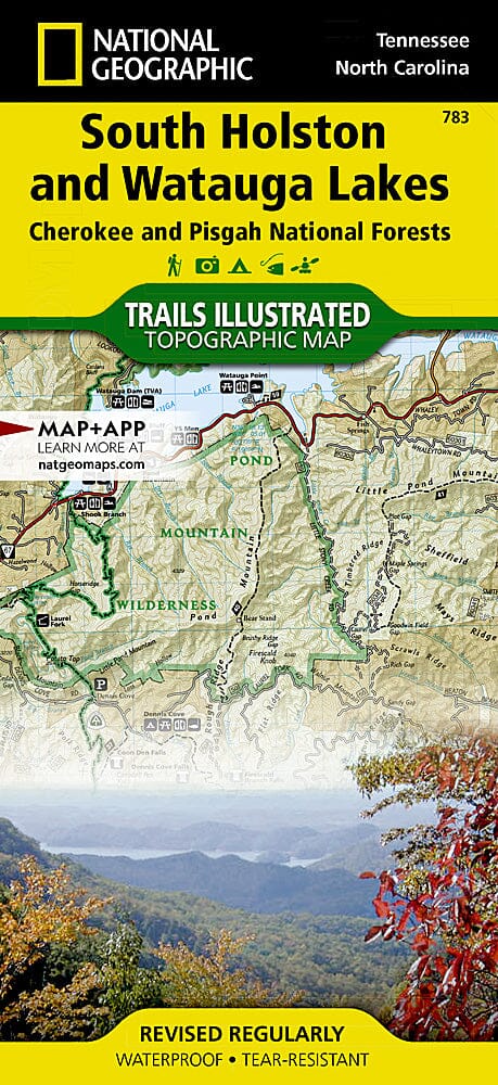 Trails Map of South Holston & Watauga Lakes, Cherokee & Pisgah National Forests (Tennessee, North Carolina), # 783 | National Geographic carte pliée National Geographic 