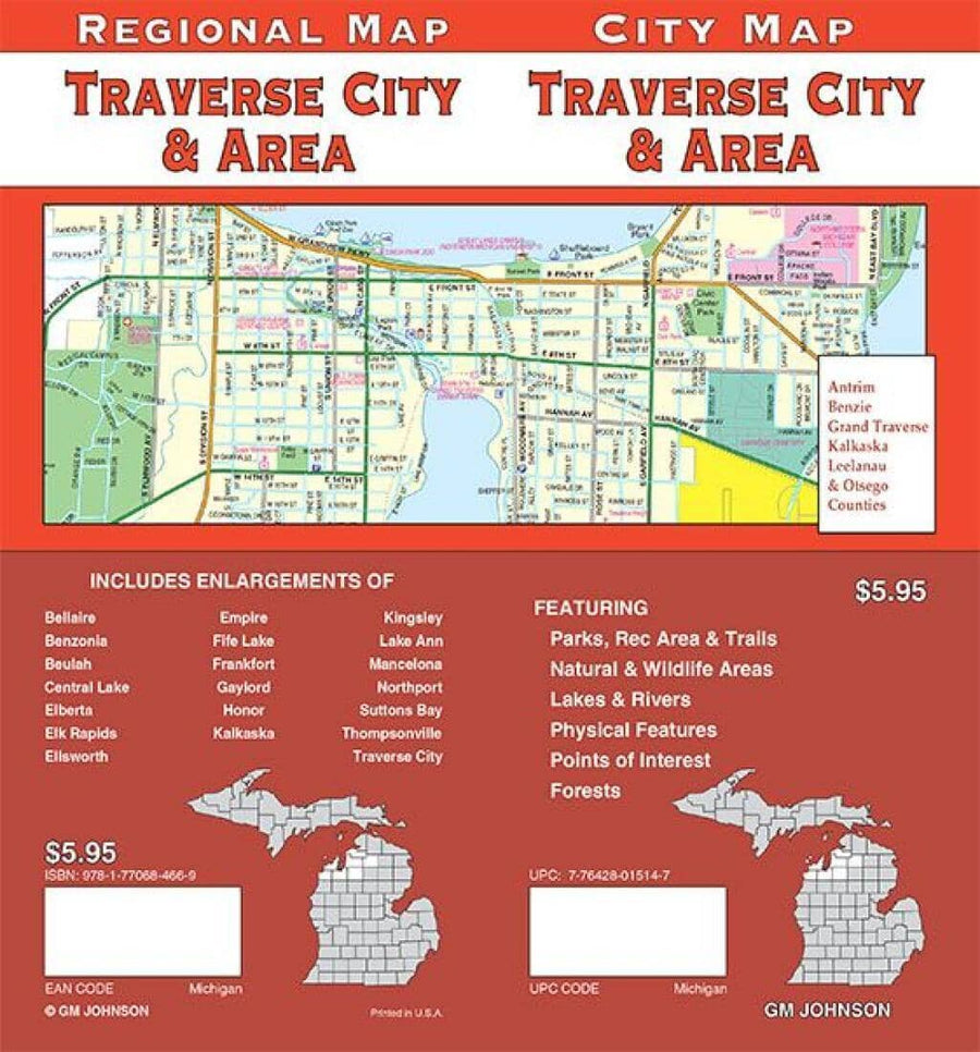 Traverse City, Michigan, Vicinity | GM Johnson Road Map 