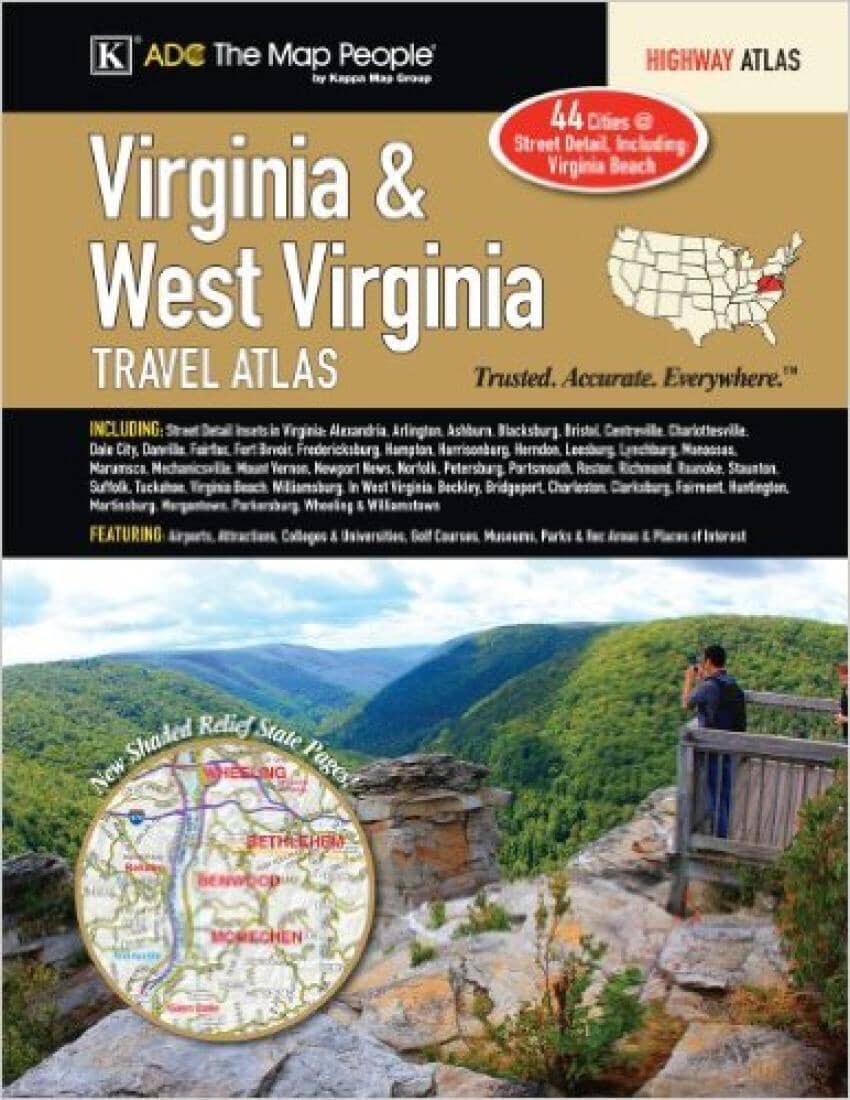 Virginia and West Virginia, Travel Atlas by Kappa Map Group
