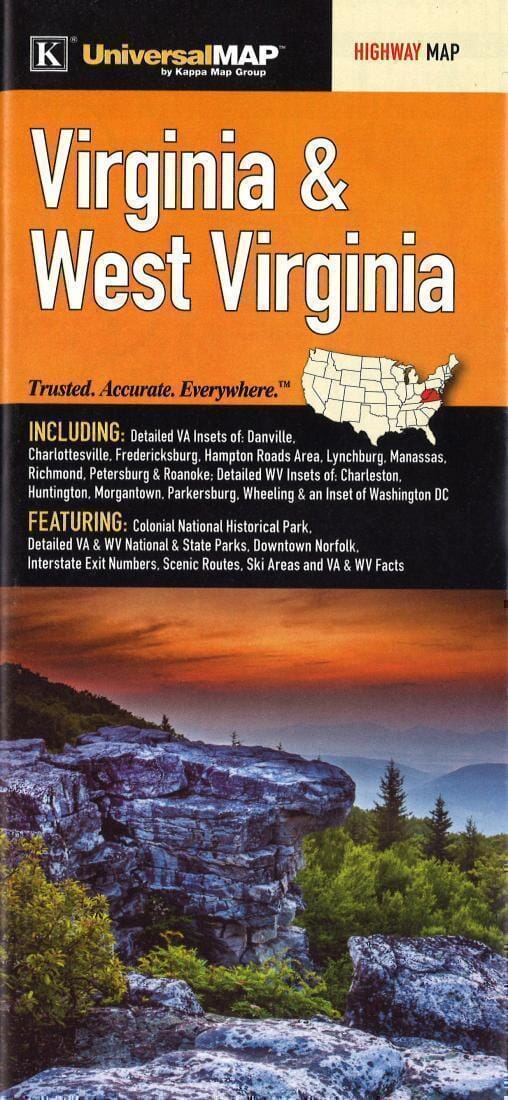 Virginia and West Virginia | Kappa Map Group Road Map 