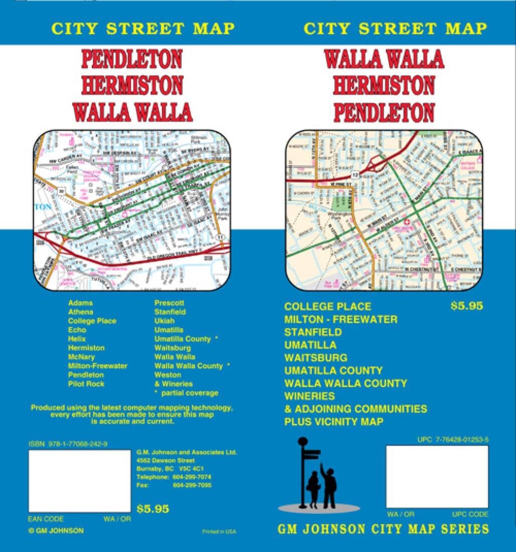 Walla Walla : Hermiston : Pendleton : city street map = Pendleton : Hermiston : Walla Walla : city street map | GM Johnson carte pliée 