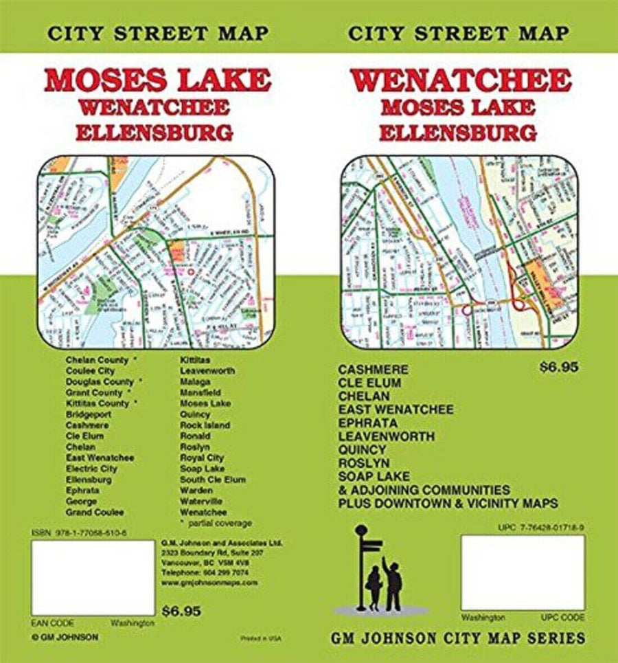 Wenatchee : Moses Lake : Ellensburg : city street map = Moses Lake : Wenatchee : Ellensburg : city street map | GM Johnson carte pliée 