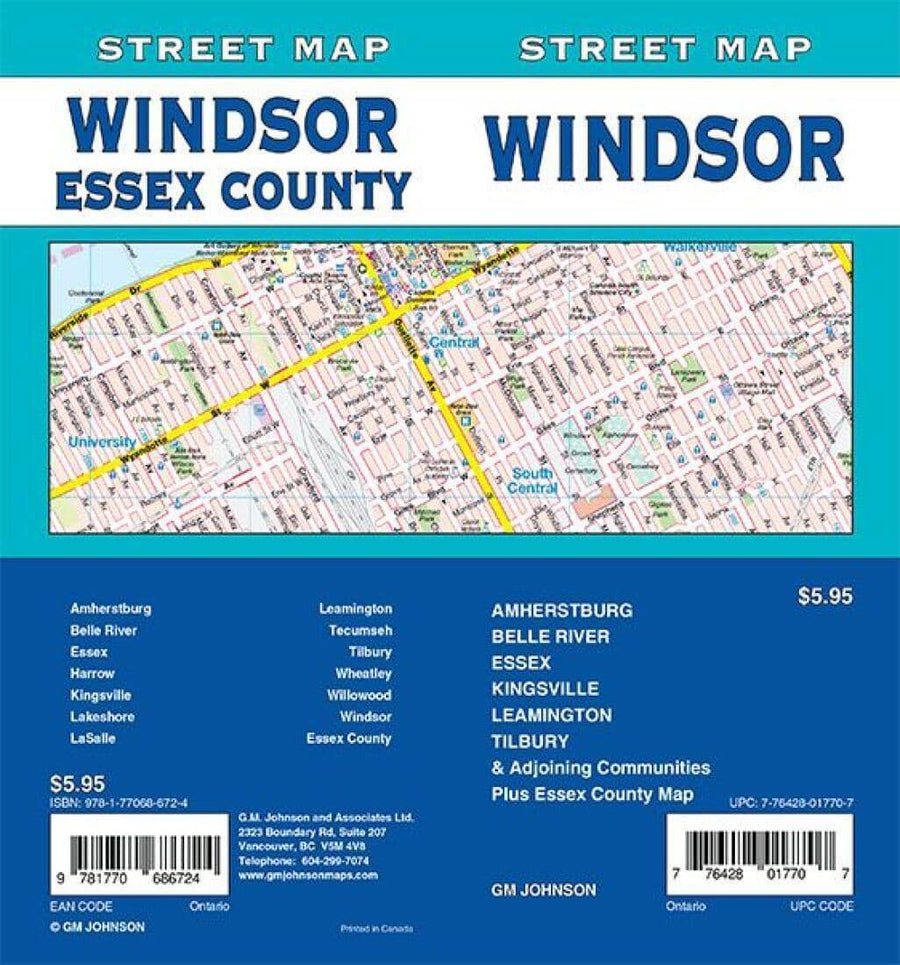 Windsor / Essex County - Ontario Street Map | GM Johnson Road Map 
