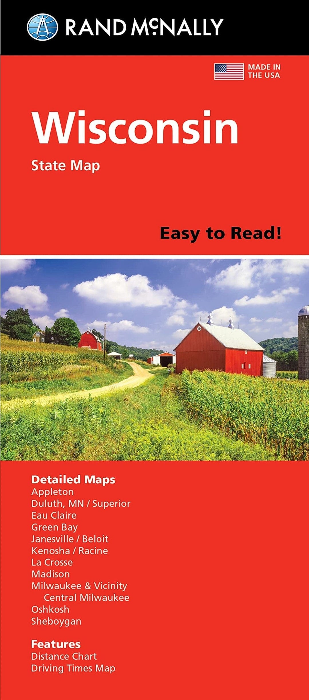 Wisconsin, Easy to Read State Map | Rand McNally carte pliée 