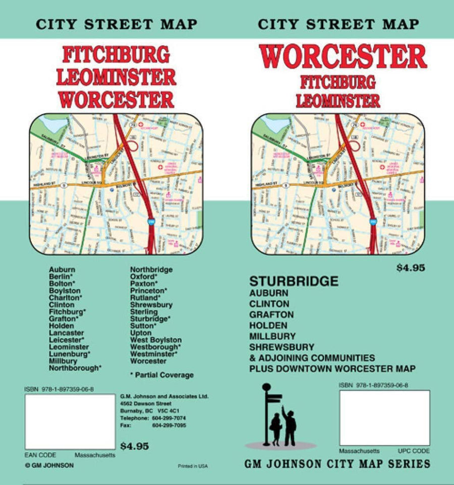 Worcester - Sturbridge - Leominster and Fitchburg - Massachusetts | GM Johnson Road Map 