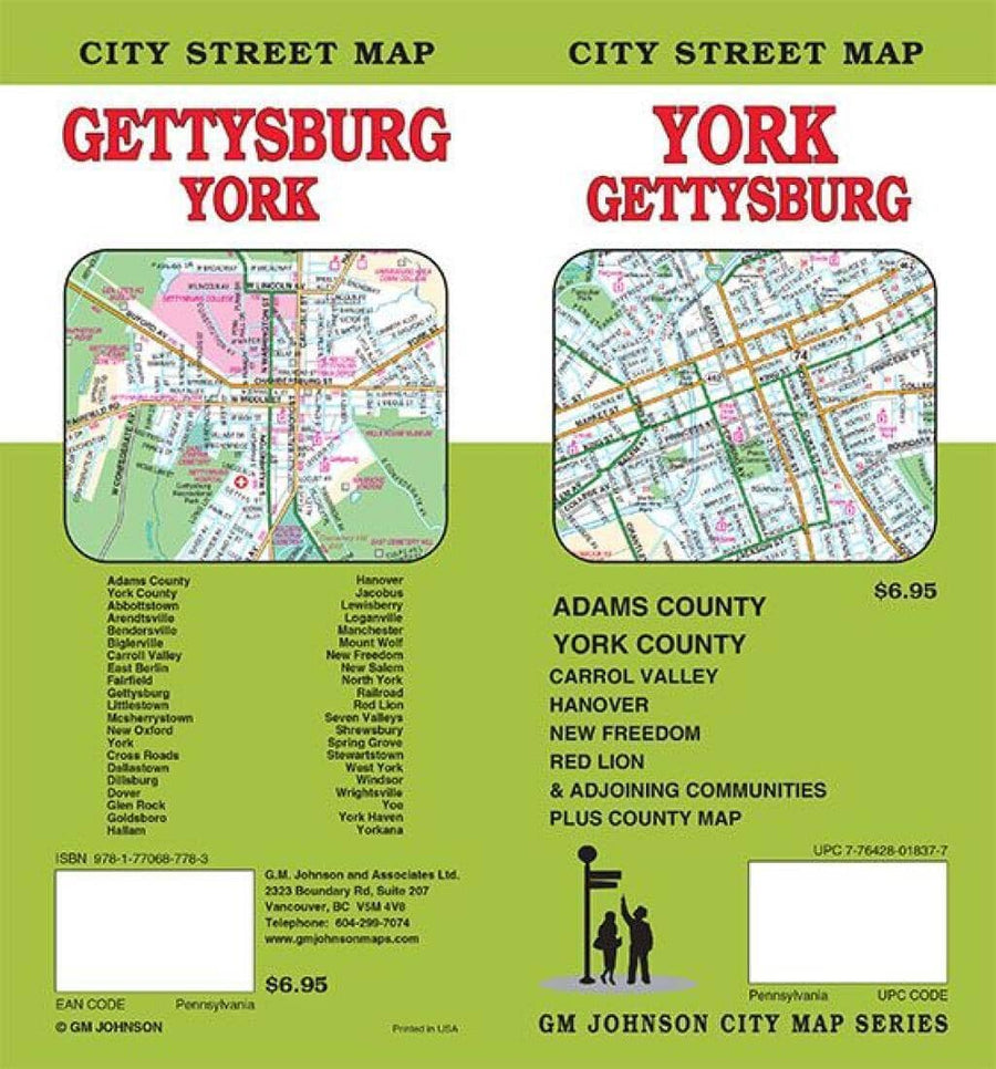 York and Gettsyburg - Pennsylvania Street Map | GM Johnson Road Map 
