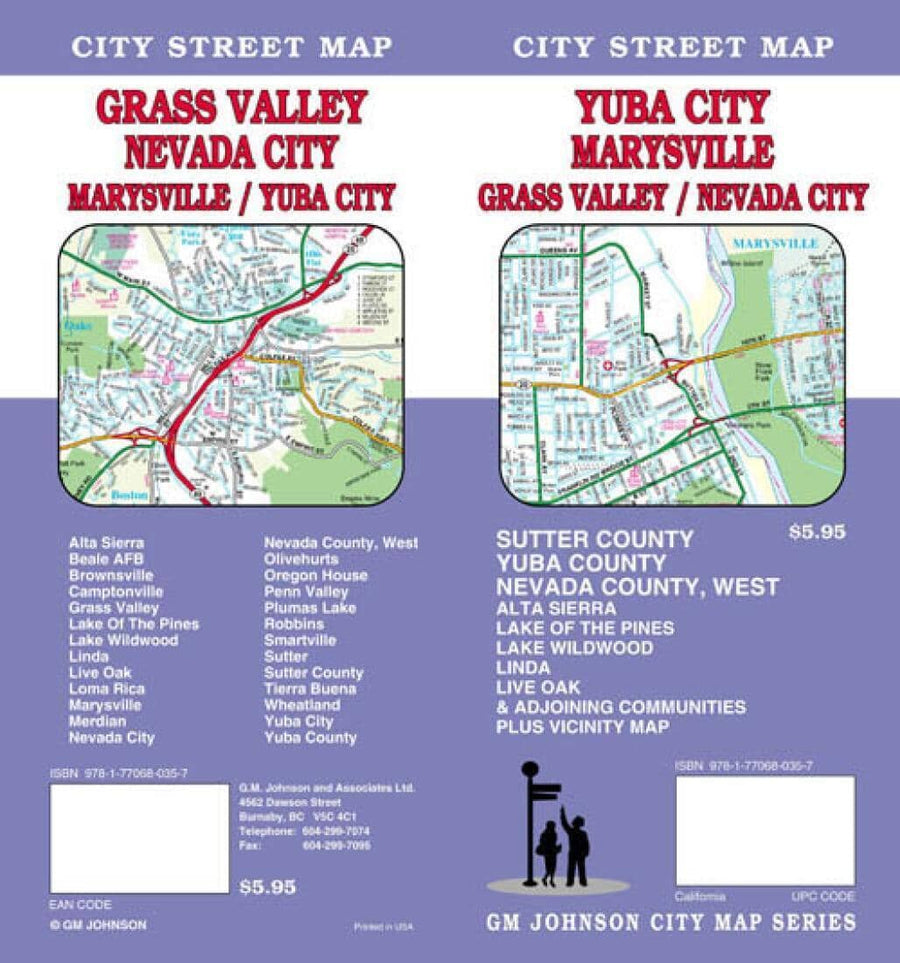 Yuba City - Marysville - Grass Valley and Nevada City - California | GM Johnson Road Map 
