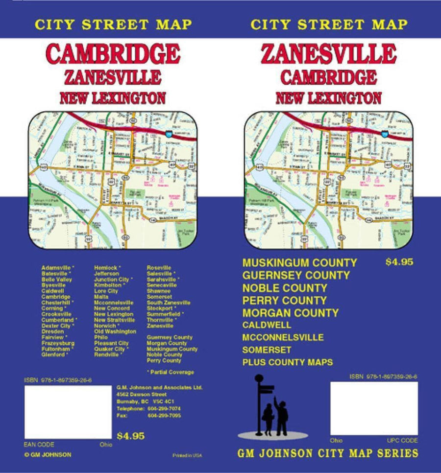 Zanesville - Cambridge and New Lexington - Ohio | GM Johnson Road Map 