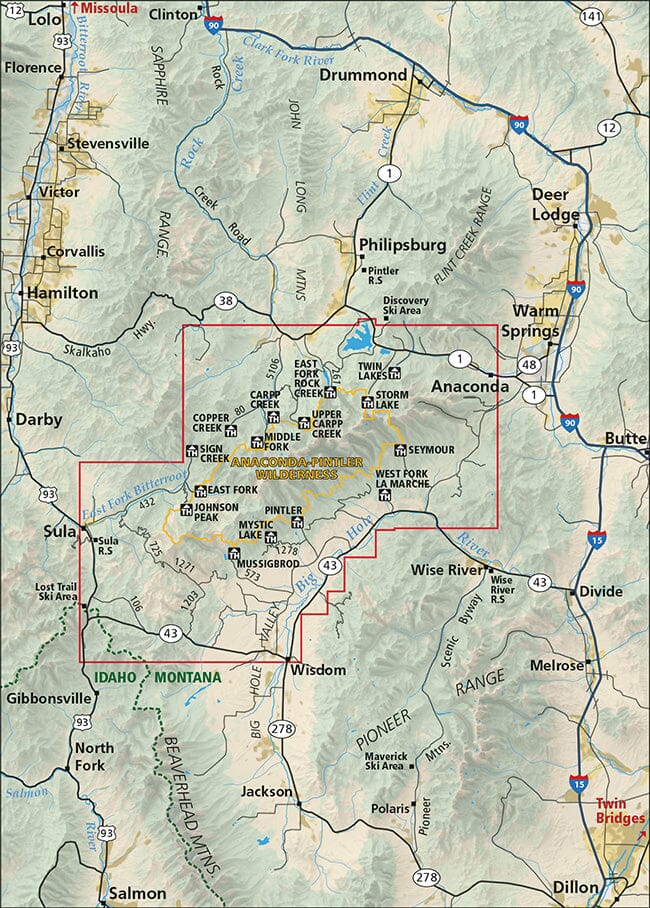 Zone de nature sauvage d'Anaconda Pintler (Montana) | Cairn Cartographics carte pliée Cairn Cartographics 